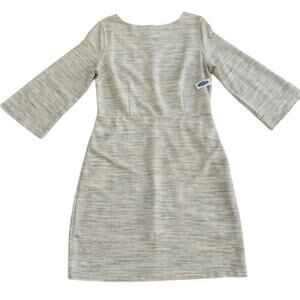 Old Navy Dress Light Gray Textured Scoop Neck 3/4 Sleeve Shift Dress Large NEW